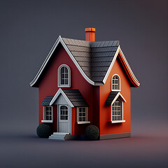 Wall Mural - Miniature minimalistic house icon in vector illustrative style, for housing market and real estate, generative ai