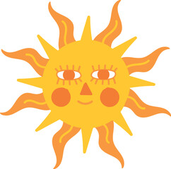 Wall Mural - Funny sun character. Heat symbol. Happy summer