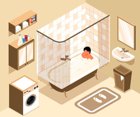 Wall Mural - Bathroom Isometric Illustration