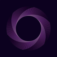 Circle with transition purple colors line elements. Abstract geometric art line background.