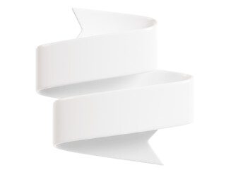 Poster - Sale ribbon banner 3d render - white curled fabric or plastic text box for promotion or congratulation message.