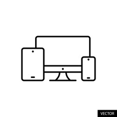 Fototapete - Responsive web design vector icon in line style design for website, app, UI, isolated on white background. Editable stroke. Vector illustration.