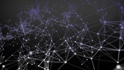 Abstract digital connection moving dots and lines. Technology background. Network connection structure. Plexus effect. 3d. 4K