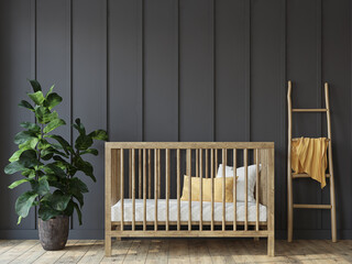 Wall Mural - Nursery interior in scandinavian style. 3d render.