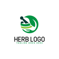 Wall Mural - Herb logo with the concept of hand and leaf holding a natural medicinal herb