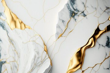 Marble white and gold texture pattern background (Ai generated)