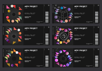 Aufkleber - Abstract art geometrical ticket design with editable text and graphics. Modern geometry composition artwork. Bold form graphic design, useful for web art, invitation cards, posters, prints.