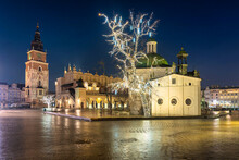 Old Town Of Krakow With Amazing Architecture At Dawn, Poland.