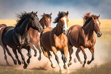 The Beauty Of Nature: Watch Wild Horses Run Freely In Rural Utah, USA. Photo AI