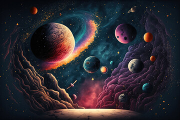 Poster - amazing star space wallpaper. beautiful deep space with stars, constellations, nebulae and galaxies.