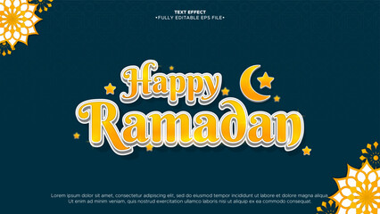Poster - happy ramadan 3d vector text effect