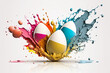 Easter egg colorful explosion. generative ai. Easter egg paint splash