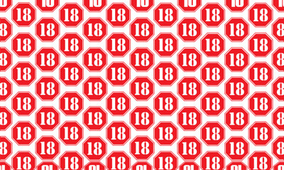 Poster - banner background with red icon 18+ Minimum age 18 years eps 10