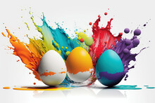 Easter Egg Colorful Explosion. Easter Egg Paint Splash