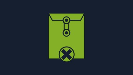 Poster - Yellow Delete envelope icon isolated on blue background. Delete or error letter. Cross on message. Rejected mail. 4K Video motion graphic animation