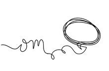 Sign Of OM With Comment As Line Drawing On The White Background