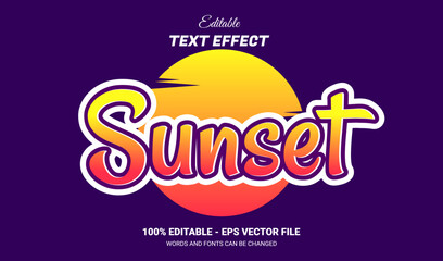 Sunset sticker editable text effect template