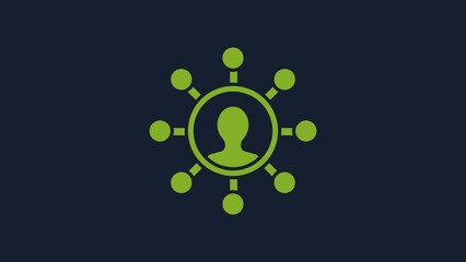 Poster - Yellow Business network and communication icon isolated on blue background. Strong network marketing, influence, and leadership. 4K Video motion graphic animation