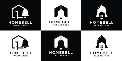 logo design home with bell combined creative template