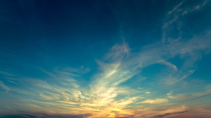 Wall Mural - beautiful sky phenomenon noctilucent clouds. beautiful sky at sunset with noctilucent clouds.