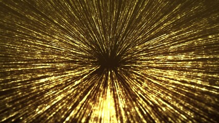 Poster - Abstract Gold Filaments Bursting Background/ 4k animation of an abstract wallpaper background of bursting gold filaments lines and particles sparkling with glimmer fx and depth of field