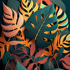  Abstract tropical leaf background