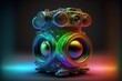Abstract Colourful Futuristic Neon Subwoofer Party Scene Dj Club Nightlife Device in Rainbow Colors with a psychedelic accent - generative ai illustration