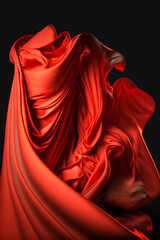 red fabric on a black background