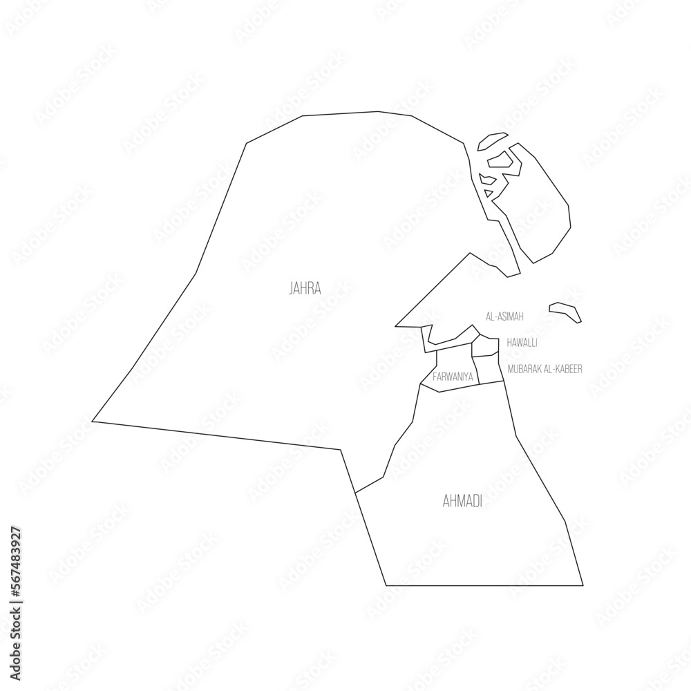 Kuwait political map of administrative divisions Stock Vector | Adobe Stock