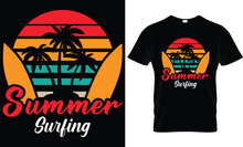 Summer Surfing T-shirt Design Template