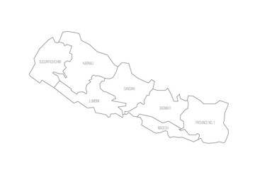 Wall Mural - Nepal political map of administrative divisions