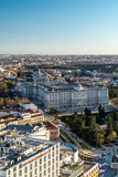 Fototapeta Paryż - Madrid, Spain. April 6, 2022:Panoramic landscape of Madrid from the Riu Plaza hotel.