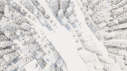 architecture white background futuristic cityscape aerial view 3d render