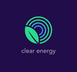 Circular leaf logo. clean energy zero carbon logo. unique vector design.