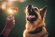 Hund versucht, ein Leckerli in der Luft zu fangen - Generative Ai