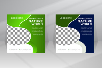 Save the World Green Nature Environmental Eco Brochure Social Media Post, Square Flyer, Leaflet Template Design