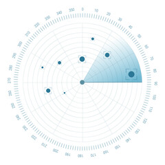 Aufkleber - Radar screen background. Vector sonar illustration. Military scan system.