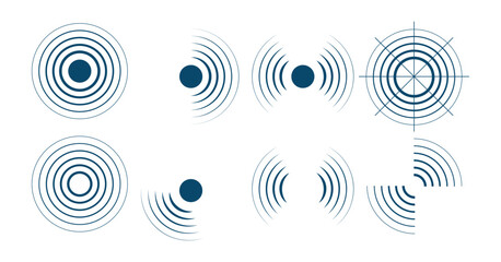 Aufkleber - Radar screen background. Vector sonar illustration. Military scan system.