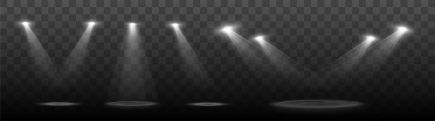 Aufkleber - Spotlights Background. Isolated Vector Light Effect With Lights And Beams.