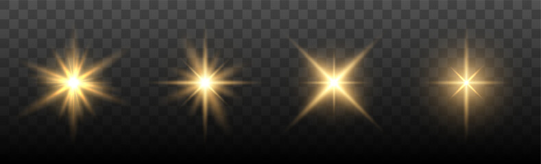 Aufkleber - Set of Shine glowing stars. Vector Golden Sparks isolated.