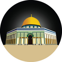 Al aqsha holy mosque in palestine with night background