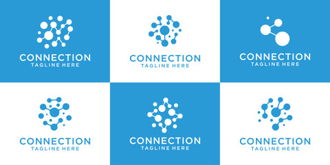 logo design connection technology modern set template