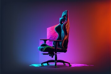 Wall Mural - Gamer chair with colorful background, gamer concept. Generative AI