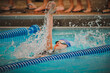 Girl swimming backstroke in pool