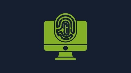 Aufkleber - Yellow Monitor with fingerprint icon isolated on blue background. ID app icon. Identification sign. Touch id. 4K Video motion graphic animation