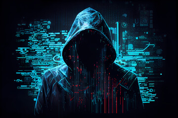 Cybersecurity concept identity theft. Database hacks, internet cyber crime. Hacker attack, Hacking and stealing data. Damage the system and hack the data.