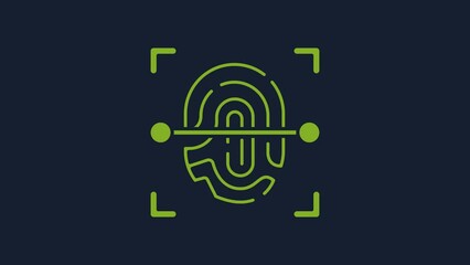 Aufkleber - Yellow Fingerprint icon isolated on blue background. ID app icon. Identification sign. Touch id. 4K Video motion graphic animation