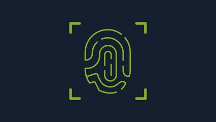 Aufkleber - Yellow Fingerprint icon isolated on blue background. ID app icon. Identification sign. Touch id. 4K Video motion graphic animation