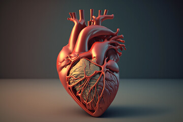 Detailed human anatomy of heart veins and arteries inside human body for education and medical purposes illustrative concept