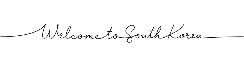Wall Mural - welcome to south korea - word with continuous one line. minimalist phrase illustration. south korea 